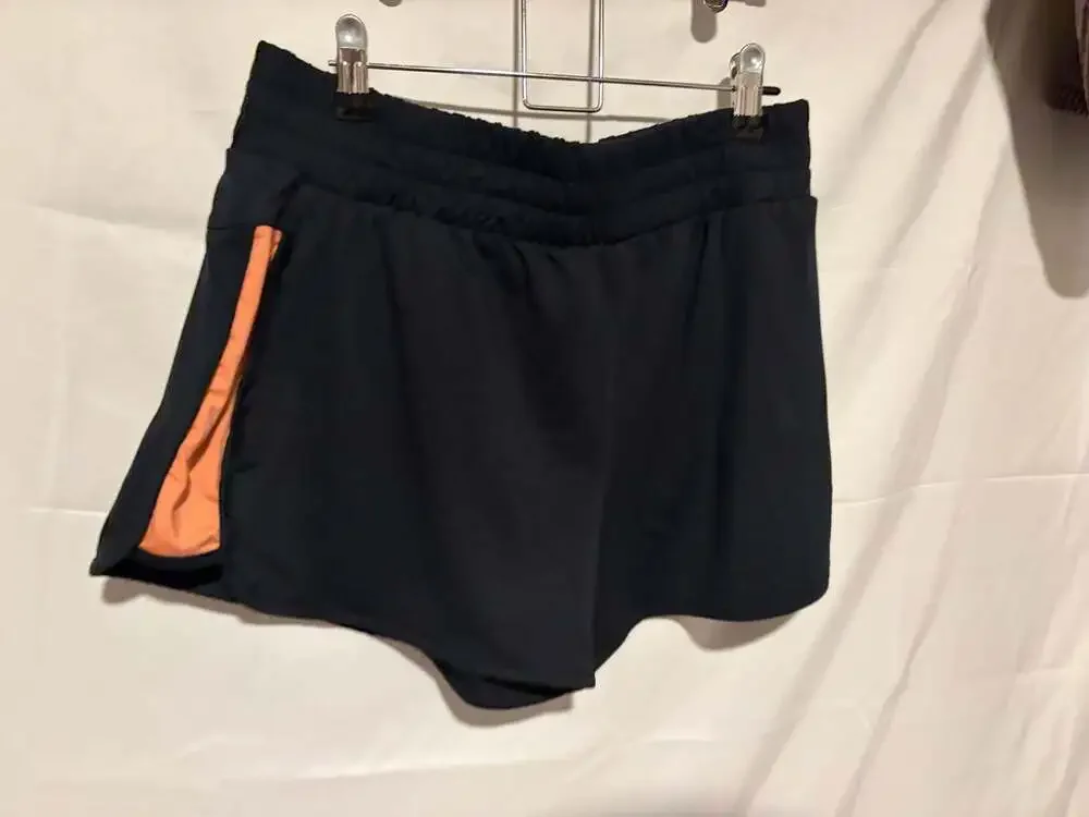 Reebok Women's Black and Orange Running Shorts, Size M